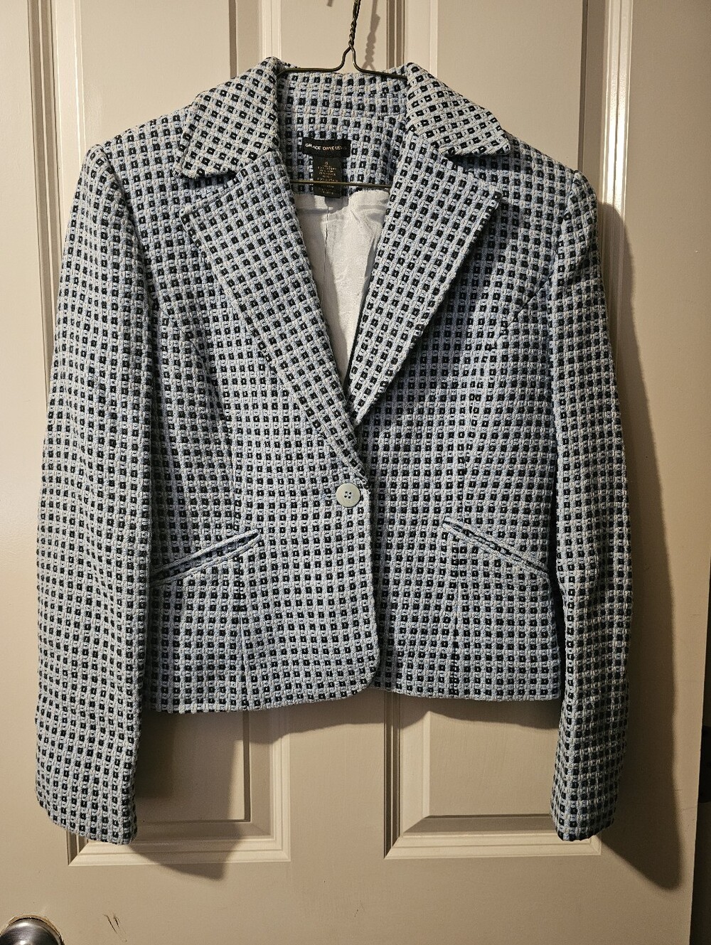 Light Blue Tweed Single-Button Blazer by Grace Dane Lewis